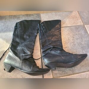 Aldo black leather pirate boots with back laces size 37